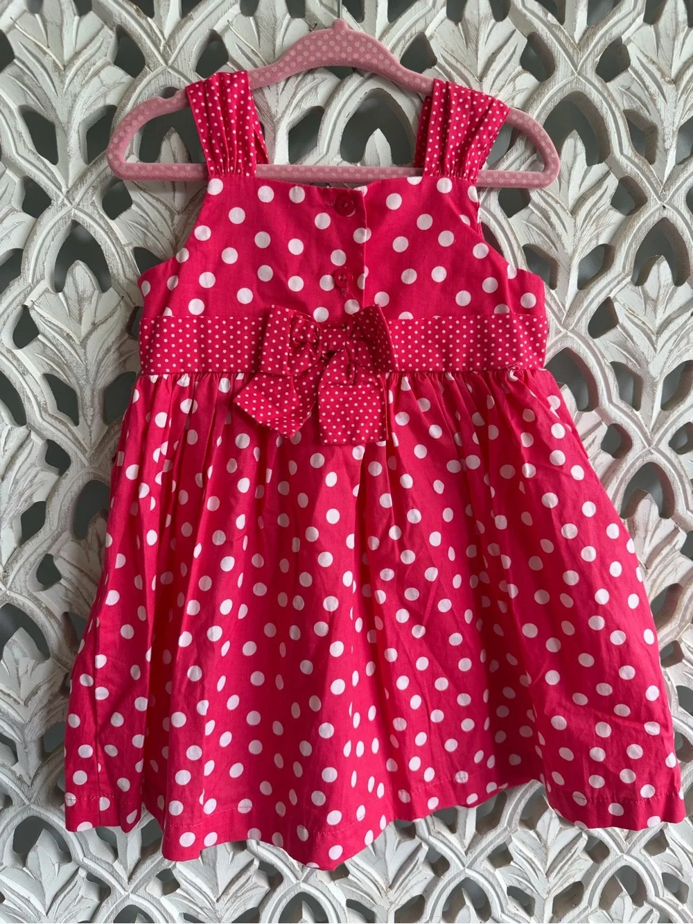 Blueberi Boulevard Hot Pink Polka Dot Daisy Dress, 24M